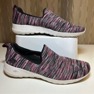 Skechers Goga Max Women's 7.5 Pink Gray Black Slip On Comfort Shoes 15615 BKPR